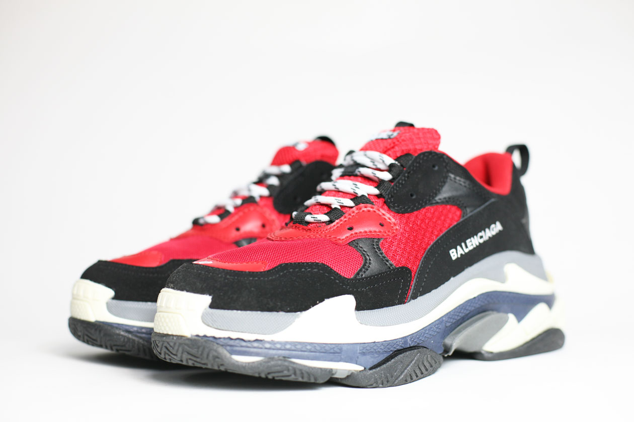 balenciaga triple s black red womens